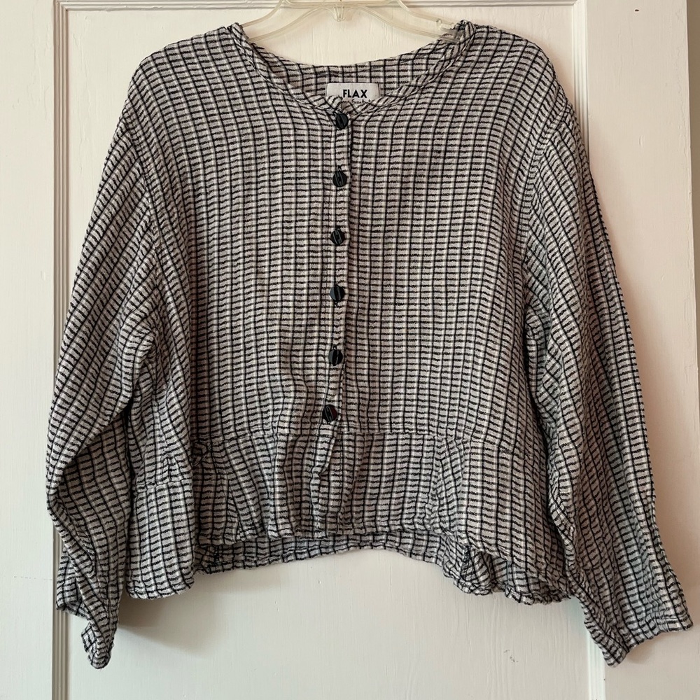 Flax Black and White Patterned Blouse